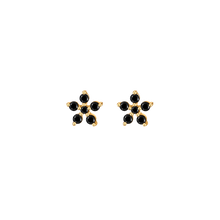 Load image into Gallery viewer, BLACK AZALEA GOLD STUD EARRINGS