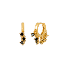 Load image into Gallery viewer, BLACK MINI CHAMPAGNE GOLD EARRINGS