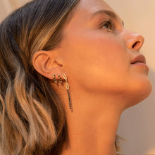 Load image into Gallery viewer, BLACK MINI CHAMPAGNE GOLD EARRINGS
