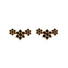 Load image into Gallery viewer, BLACK ROSELIN GOLD STUD EARRINGS