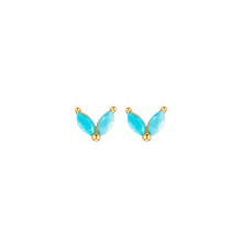 Load image into Gallery viewer, TURQUOISE ZINNIA GOLD STUD EARRINGS