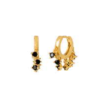 Load image into Gallery viewer, BLACK MINI CHAMPAGNE GOLD EARRINGS