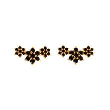 Load image into Gallery viewer, BLACK ROSELIN GOLD STUD EARRINGS
