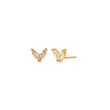 Load image into Gallery viewer, WHITE ZINNIA GOLD STUD EARRINGS