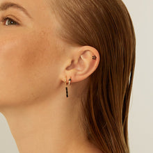 Load image into Gallery viewer, BLACK AZALEA GOLD STUD EARRINGS