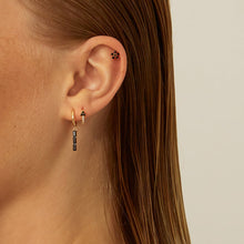 Load image into Gallery viewer, BLACK AZALEA GOLD STUD EARRINGS