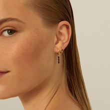 Load image into Gallery viewer, BLACK AZALEA GOLD STUD EARRINGS