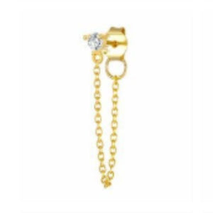 ROUND STUD STRING GOLD EARRING