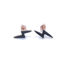 Load image into Gallery viewer, BLACK BOWIE ROSE GOLD STUD EARRINGS