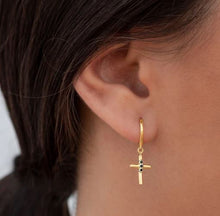 Load image into Gallery viewer, KATAI GOLD CROSS EARRINGS