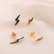 Load image into Gallery viewer, BLACK BOWIE ROSE GOLD STUD EARRINGS