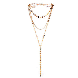 TRIPLE COIN DISC LARIAT NECKLACE