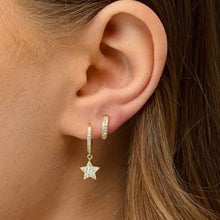 Load image into Gallery viewer, CRYSTAL STAR GOLD CROSS EARRINGS