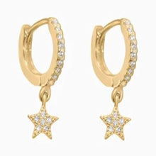 Load image into Gallery viewer, CRYSTAL STAR GOLD CROSS EARRINGS