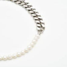 Load image into Gallery viewer, CUBAN SILVER &amp; PEARL NECKLACE