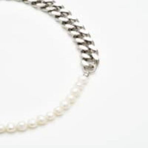 CUBAN SILVER & PEARL NECKLACE