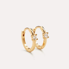 Load image into Gallery viewer, WHITE MIRAGE GOLD HOOPS