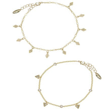 Load image into Gallery viewer, Mini Crystal Charms 18k Gold Plated Anklet Set of 2