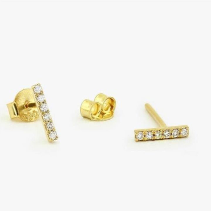 PAVE STICK GOLD EARRINGS