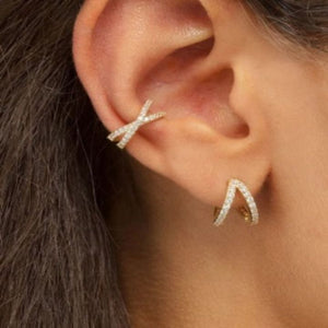 PAVE COMBO GOLD EAR CUFF