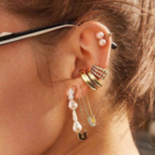 Load image into Gallery viewer, PEARL MIM SAFETY PIN EARRINGS