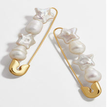 Load image into Gallery viewer, PEARL MIM SAFETY PIN EARRINGS