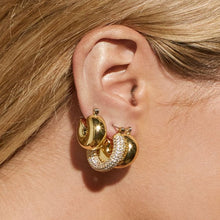 Load image into Gallery viewer, PAVE BABY AMALFI HOOPS- GOLD