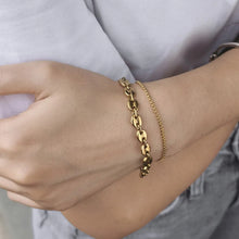 Load image into Gallery viewer, DOUBLE TROUBLE GOLD CHAIN BRACELET