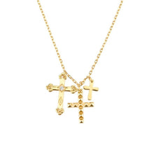 Load image into Gallery viewer, TRIO CROSS GOLD NECKLACE
