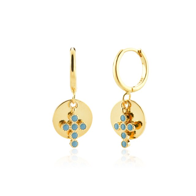 TURQUOISE SINATRA GOLD EARRINGS