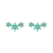 Load image into Gallery viewer, TURQUOISE ROSELIN GOLD STUD EARRINGS