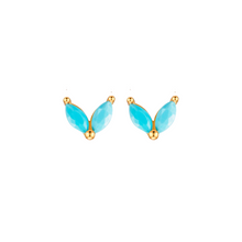 Load image into Gallery viewer, TURQUOISE ZINNIA GOLD STUD EARRINGS
