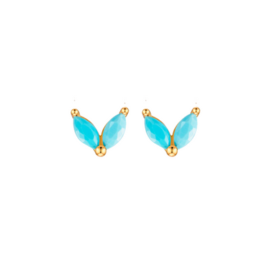 TURQUOISE ZINNIA GOLD STUD EARRINGS