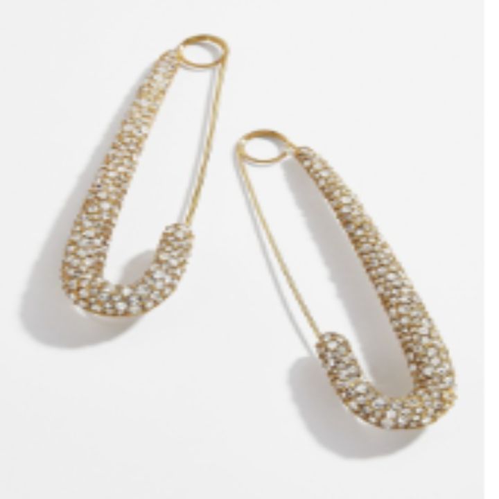 WHITE MIM SAFETY PIN EARRINGS