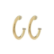 Load image into Gallery viewer, XL PAVE TIP TUBE HOOPS- GOLD