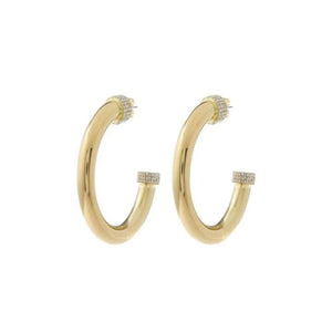 XL PAVE TIP TUBE HOOPS- GOLD