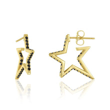 Load image into Gallery viewer, 1&quot;CAROLINE PAVE STAR HUGGIE EARRINGS