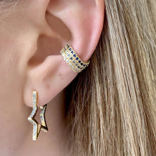 Load image into Gallery viewer, 1&quot;CAROLINE PAVE STAR HUGGIE EARRINGS