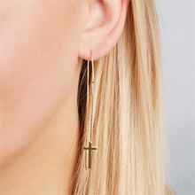 Load image into Gallery viewer, WHISPER CROSS GOLD EARRINGS