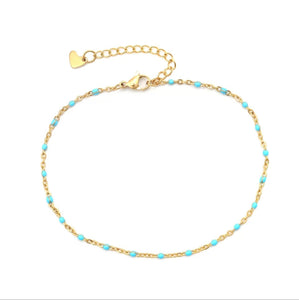 Turquoise dreams gold anklet