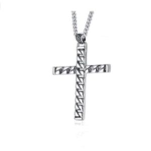 ROPE CROSS SILVER NECKLACE