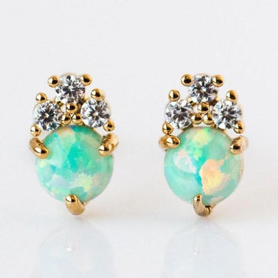 SEA OPAL GOLD STUD EARRINGS