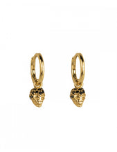 Load image into Gallery viewer, BLACK SKULL GOLD EARRINGS
